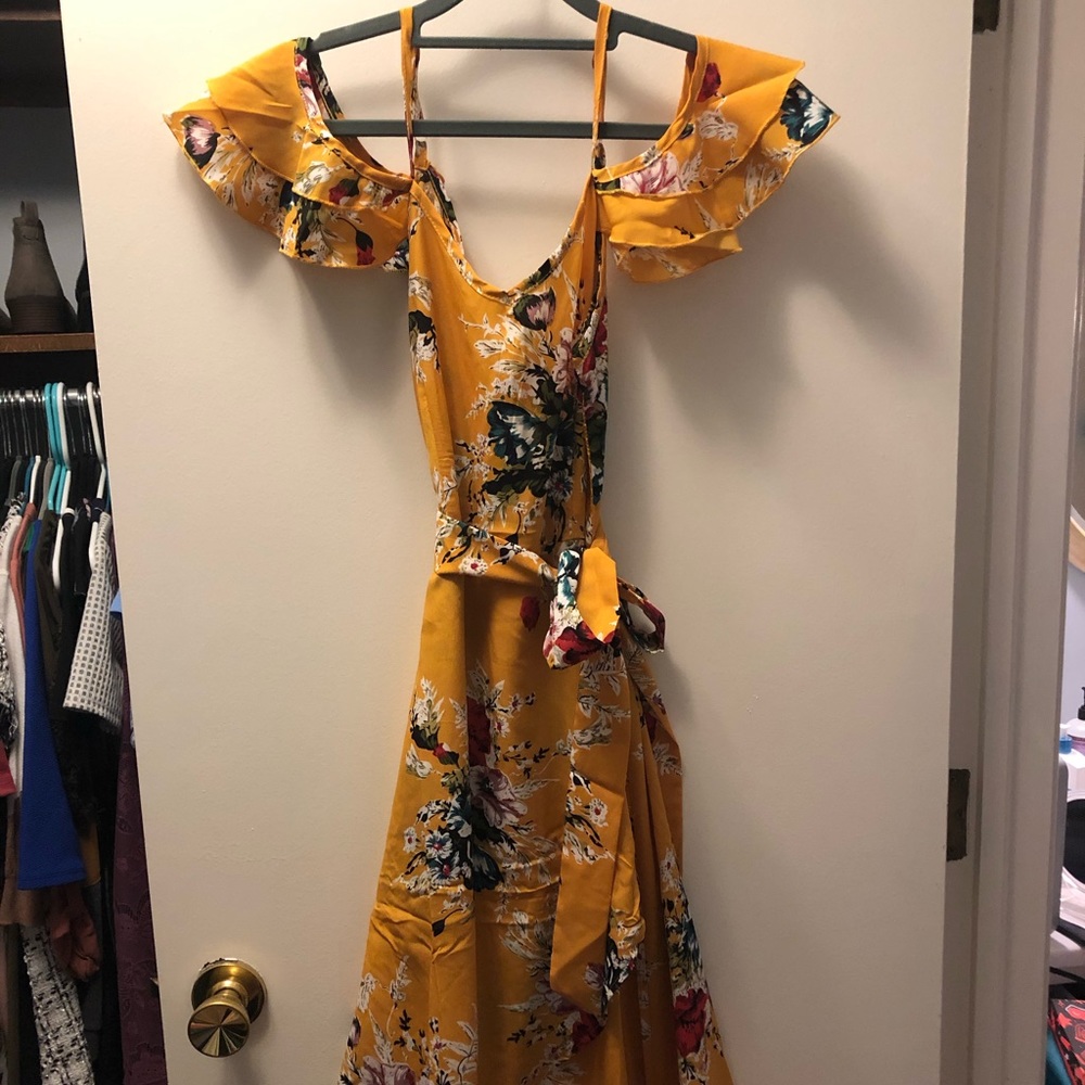 High low, cold shoulder dress